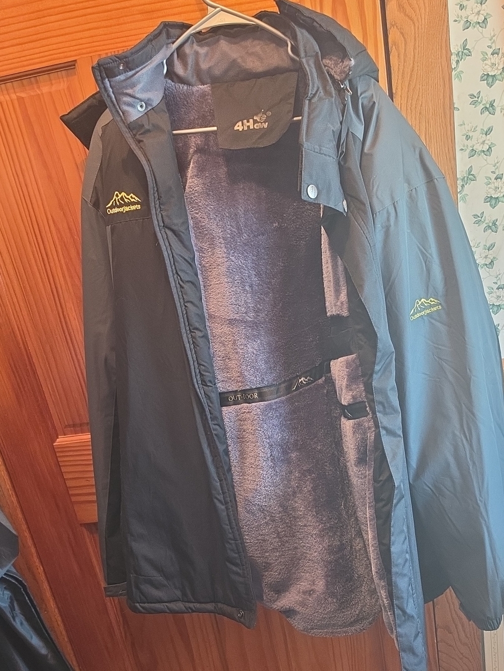 Black Mens Waterproof Jacket with Fleece Lining